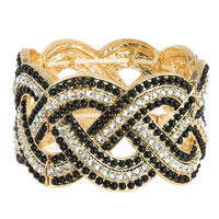 Double Row With Square Gems And Stones Stretch Bracelet Bq109Gcr