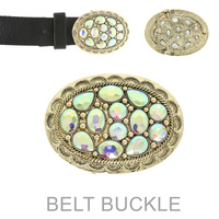 WESTERN JEWELED OVAL BELT BUCKLE