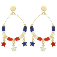 AMERICANA THEME TEARDROP HOOP EARRINGS