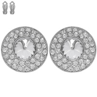 CRYSTAL RHINESTONE CIRCLE CUT HALO CLIP-ON EARRINGS
