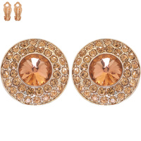 CRYSTAL RHINESTONE CIRCLE CUT HALO CLIP-ON EARRINGS