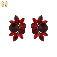 STONE CLUSTER RHINESTONE CLIP EARRINGS