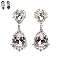 Dangly Teardrop Gem Clip Earrings