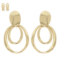 2-TIER LAYERED OPEN CIRCLE CLIP-ON EARRINGS