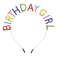CRYSTAL RHINESTONE HAPPY BDAY "BIRTHDAY GIRL" HEAD BAND