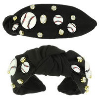 BASEBALL THEME TOP KNOTTED HEADBAND
