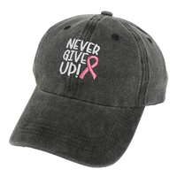NEVER GIVE UP EMBROIDERED BASEBALL CAP