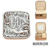WESTERN COWBOY BOOTS METAL PLATE JEWELRY BOX