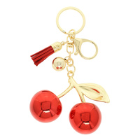 RED GLOSSY RESIN CHERRY KEYCHAIN
