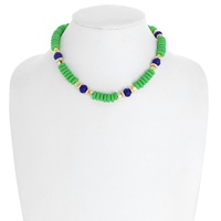 BOHEMIAN TWO-TONE DISC BEADED MULTI BEAD ADJUSTABLE COLLAR NECKLACE