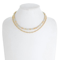 2-ROW MULTI STRAND BEADED ADJUSTABLE CHAIN NECKLACE