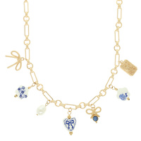 FLORAL CERAMIC CHARM NECKLACE
