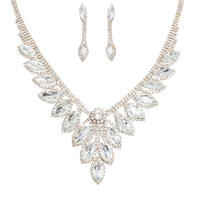 CRYSTAL RHINESTONE SCALLOPED NECKLACE SET