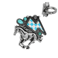WESTERN TURQUOISE EMBELLISHED MUSTANG RING