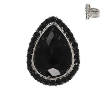 CRYSTAL RHINESTONE TEARDROP HALO STRETCH RING