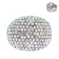 CRYSTAL RHINESTONE PAVE DOME STRETCH RING