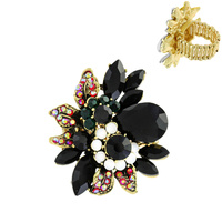 FLORAL CRYSTAL CLUSTER STRETCH RING