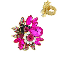 FLORAL CRYSTAL CLUSTER STRETCH RING